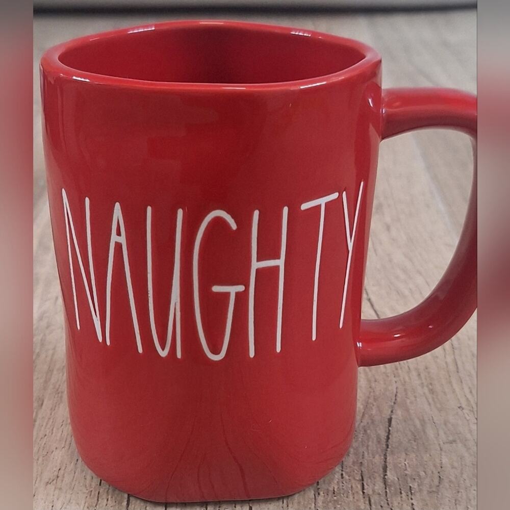 Rae Dunn Red & White Naughty & Nice Ceramic Christmas Mug